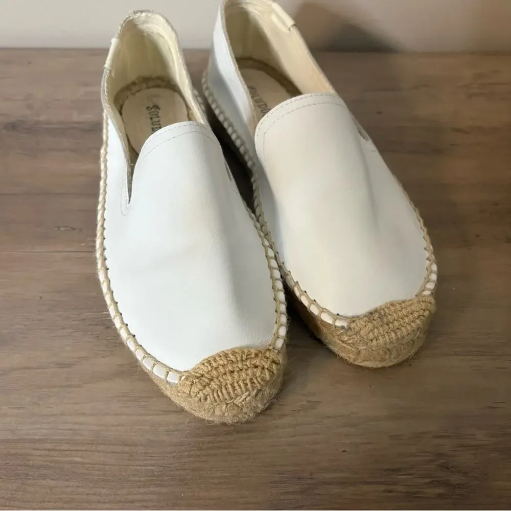 Soludos The Smoking Espadrille in Ivory Linen Twill White Size 6